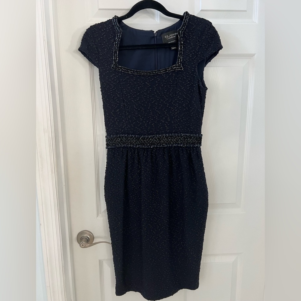 MWOT ST John blue beaded dress sz 4